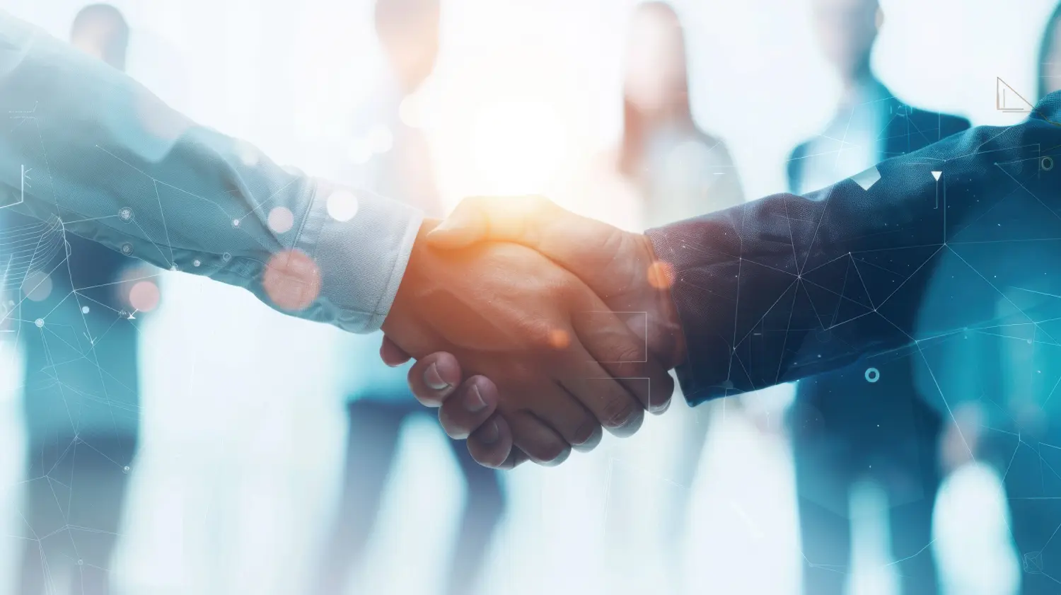 Wirtschaftsführer bilden strategische Partnerschaften per Handschlag